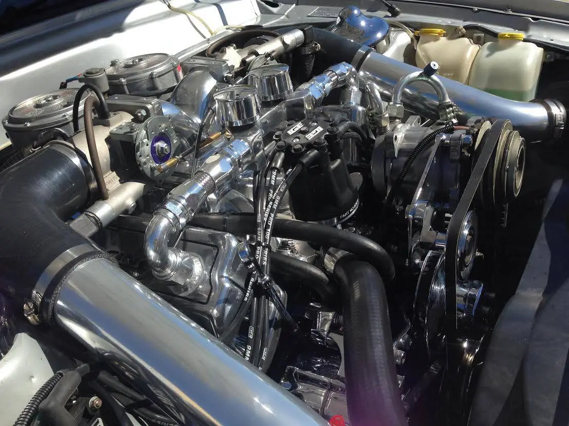 Turbocharged engine bay built with performance components